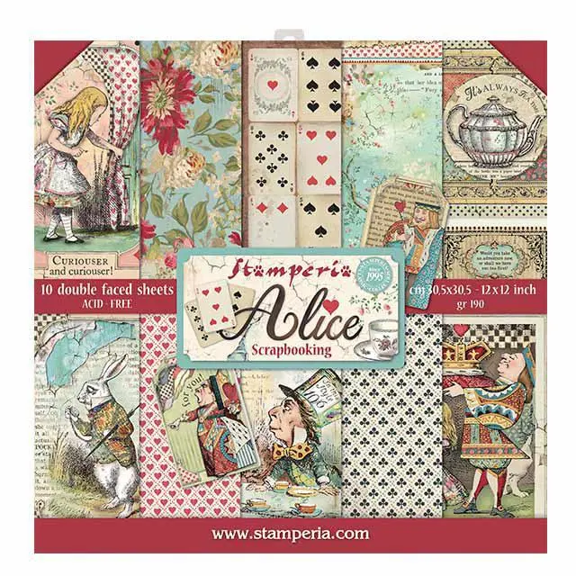 Σετ 10 Χαρτιά Scrapbooking Stamperia Διπλής Όψης - Alice - 30x30cm