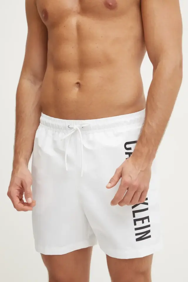 Calvin Klein - Ανδρικό Μαγιό Σορτς Drawstring Medium KM0KM01092-YCD Λευκό - 2XL