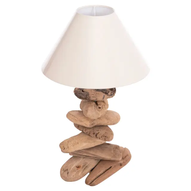 Επιτραπέζιο φωτιστικό Tygo Driftwood & λευκό καπέλο Φ35x57 εκ. 3