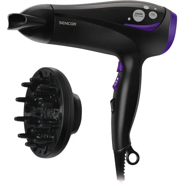 Σεσουάρ Μαλλιών Sencor SHD 108VT 2200W με 3 Επίπεδα Θερμοκρασίας και 2 Επίπεδα Ταχύτητας Αέρα Μαύρο