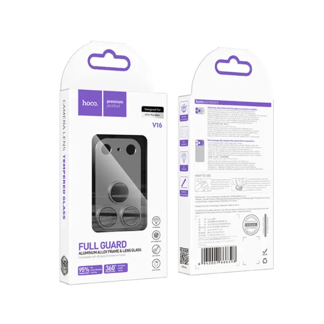 Προστασία Κάμερας Hoco Full Guard V16 Alluminum Alloy για Apple iPhone 17 Pro Max Space Gray 2