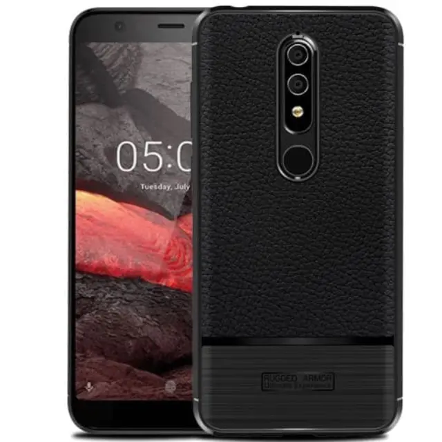 Κάλυμμα πλάτης TPU Litchi Texture Nokia 5.1-Black