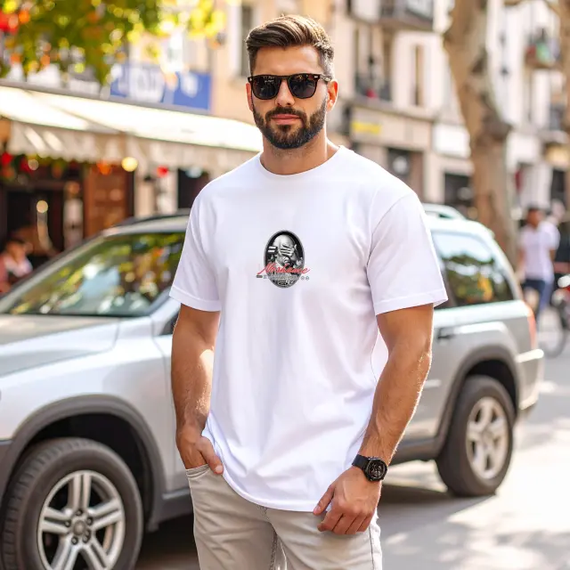 T-shirt Noshame® Λευκό με τύπωμα Portrait - 122511 - XXL