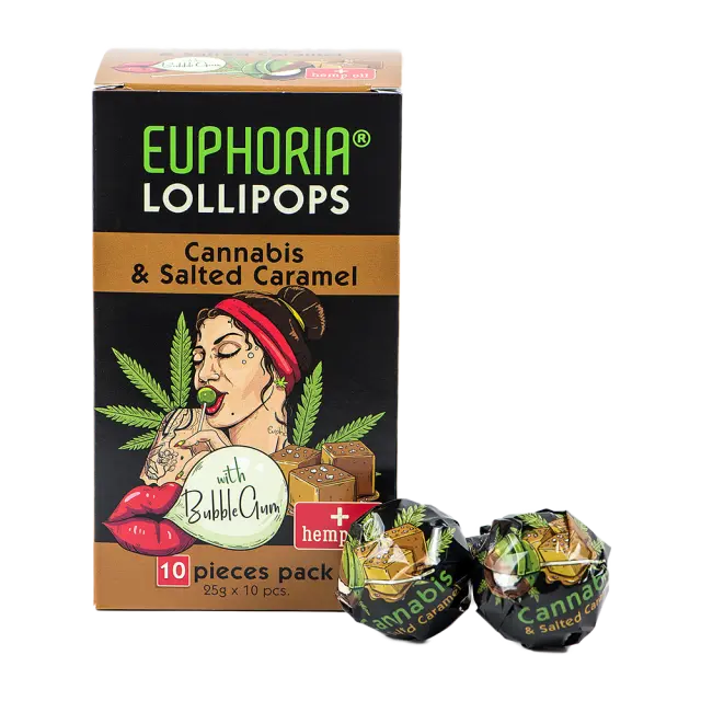 Cannabis Lollipops with Gum Caramel x10