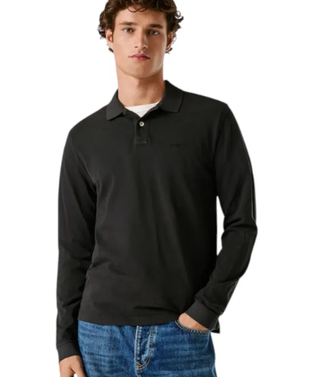Pepe Jeans - Ανδρικό Μακρυμάνικο Μπλουζάκι Polo New Oliver PM542213-999 Μαύρο 3