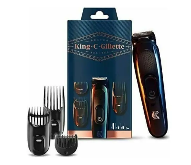 Gillette King-C Beard Trimmer Ξυριστική Μηχανή Προσώπου Επαναφορτιζόμενη, 1τμχ & 3 Ανταλλακτικές Κεφαλές