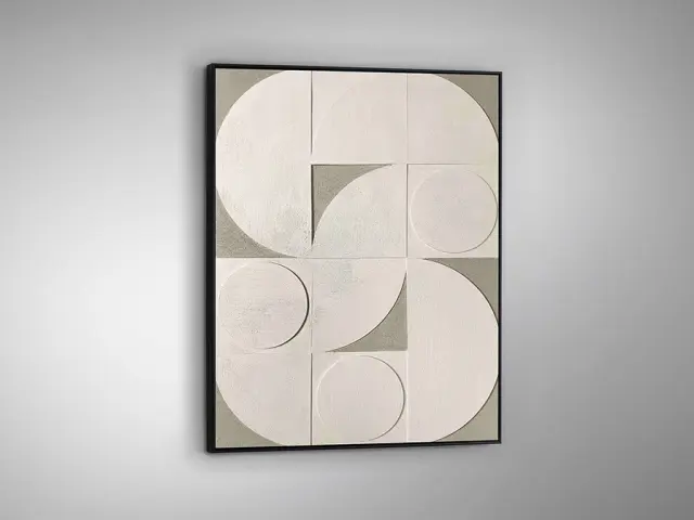 Geomia 619820 – Ανάγλυφη Επιτοίχια Σύνθεση 90x120 – Γεωμετρική Διακόσμηση Γκρί Εκρού Μπεζ 2