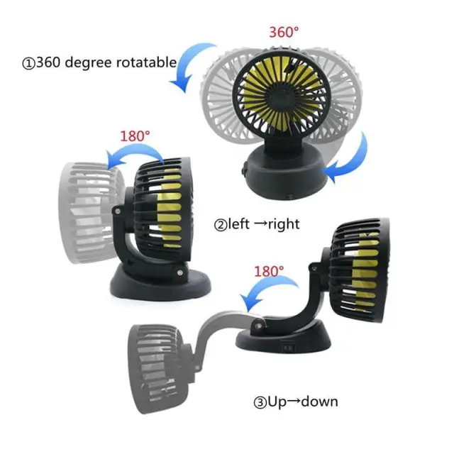 Pervoi Ανεμιστήρας Αυτοκινήτου 12v CTC-650 - Car Dual Head Fan Z891104 3