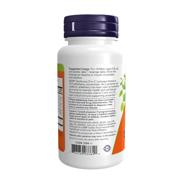 Sambucus Zinc-C 60lozenges - NOW Foods 3