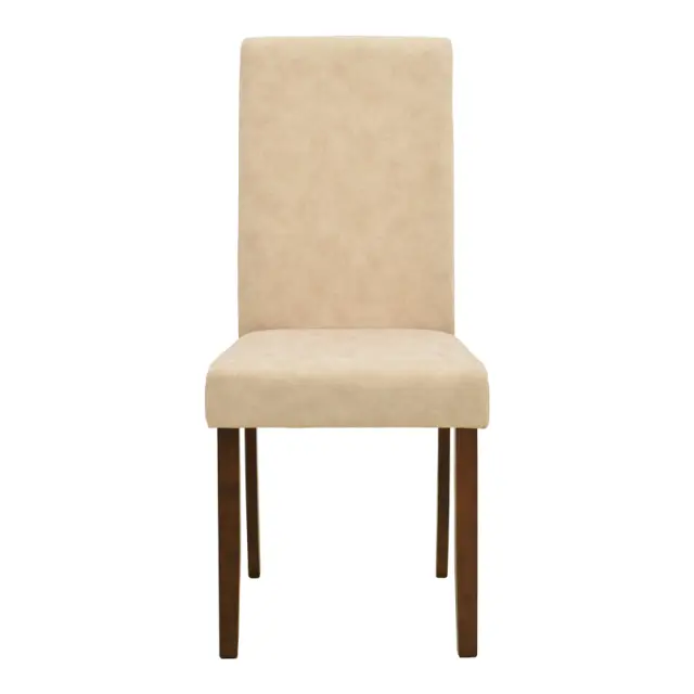 Καρέκλα Zeben pakoworld εκρού ύφασμα με καρυδί rubberwood 43,5x55,5x93,5εκ | Συσκευασία 2 τμχ 2