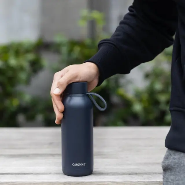 Quokka Solid Μπουκάλι Θερμός Ανοξείδωτο 510ml Slate με Καπάκι-Θηλιά (Loop)-40184S 2