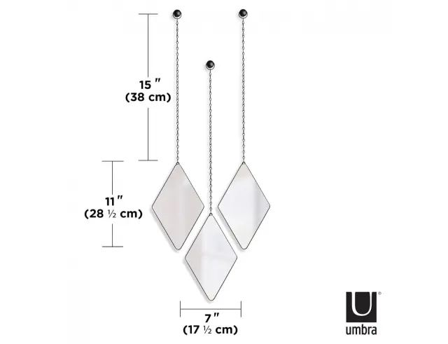 Σετ διακοσμητικοί καθρέπτες τοίχου Umbra Dima Diamond με διαστάσεις 17x1.6x28cm - 3 τεμάχιαS-11213 2