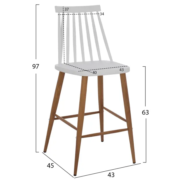 ΣΚΑΜΠΟ ΜΠΑΡ FB99300.01 ΛΕΥΚΟ ΜΕΣΑΙΟΥ ΥΨΟΥΣ 43x45x97Υεκ. 2