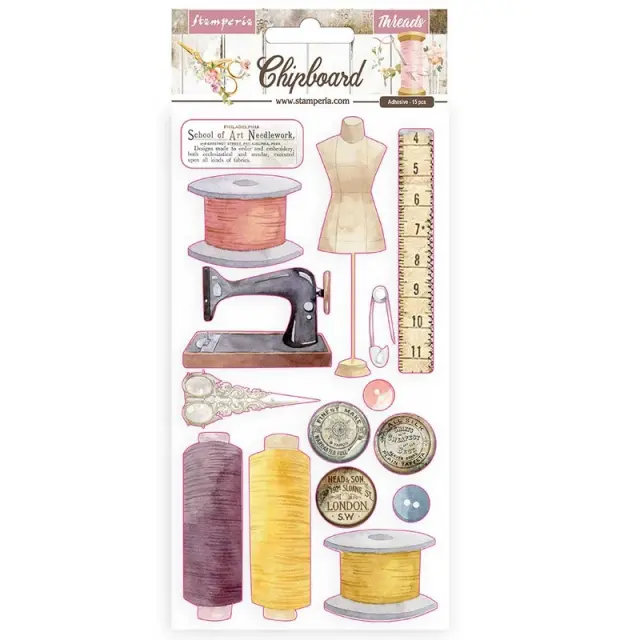Die Cuts Chipboard Stamperia 15x30cm, Threads