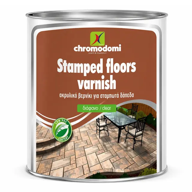 CHROMODOMI STAMPED FLOORS VARNISH - ΑΚΡΥΛΙΚΟ ΒΕΡΝΙΚΙ ΓΙΑ ΣΤΑΜΠΩΤΑ ΔΑΠΕΔΑ 5LT