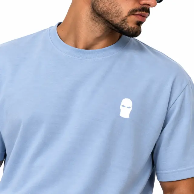 Ghetto T-shirt Light Blue – White Balaclava Logo 3