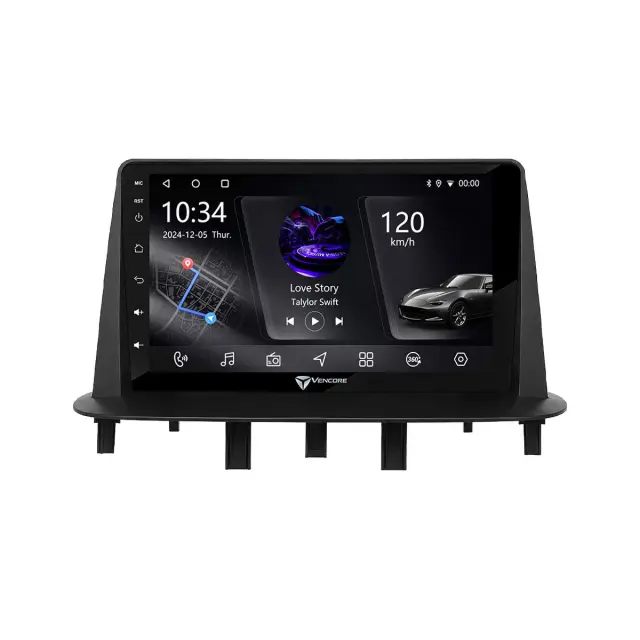 VenCore Οθόνη Multimedia Android 15 9" PX5S Octa-Core 2GB/32GB IPS με Πρόσοψη, CarPlay, Android Auto και Υποστήριξη Κάμερας 360° για Renault Megane 3 2009-2013 – Μαύρη (3236-10005-0718B) 2