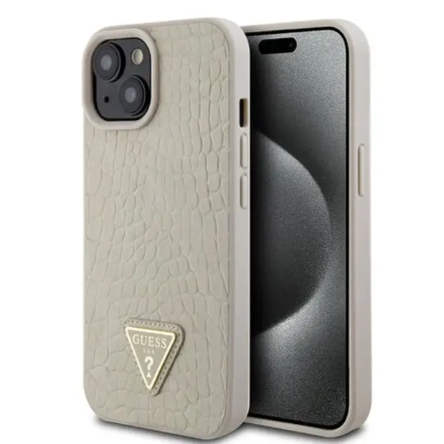 Guess iPhone 15 Back cover case - Triangle logo - Gold