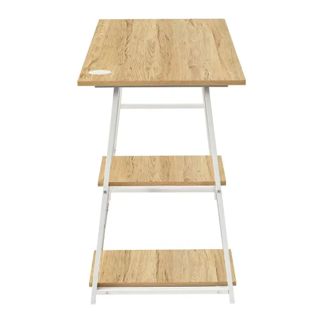 Γραφείο εργασίας Ron Unihome με ράφια mdf σε απόχρωση φυσικού ξύλου/Λευκό 120x50x73εκ 3