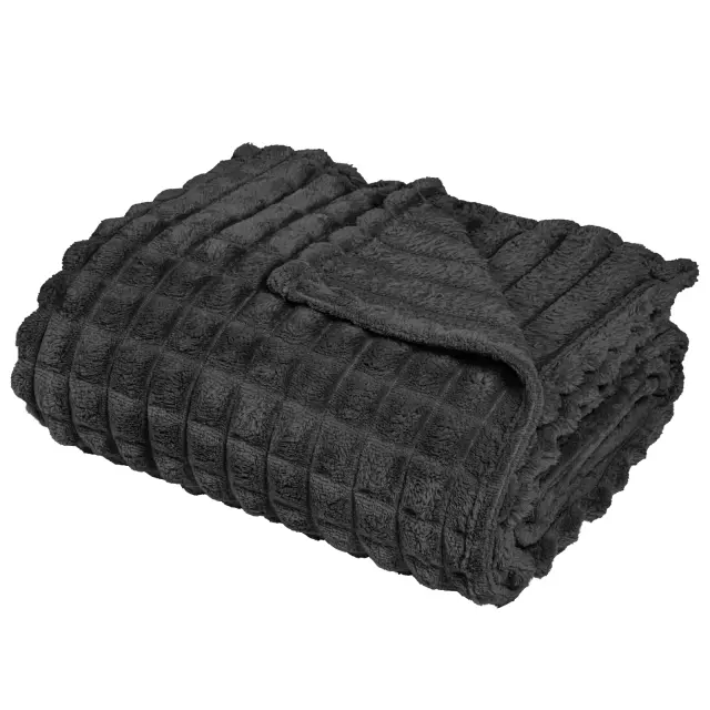 Κουβέρτα 160x220 Μονή 330gsm Fleece Das Home 1390 Dark Grey 100% Πολυέστερ 3