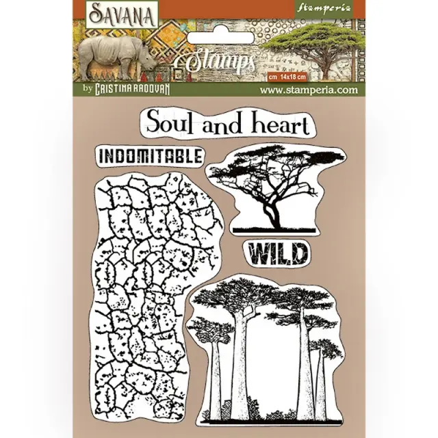 Σφραγίδα HD 14x18cm Stamperia, Savana Crackle and Tree