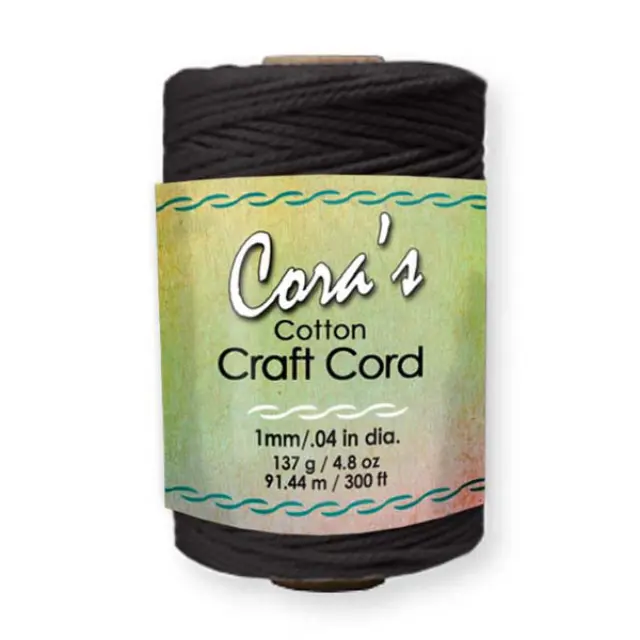 Cora's Βαμβακερό Κορδόνι Μακραμέ Ø1mm - Black - 90m