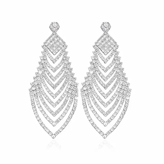 Ghetto Rhinestone Hollow Leaf Dangle Drop Earrings Women