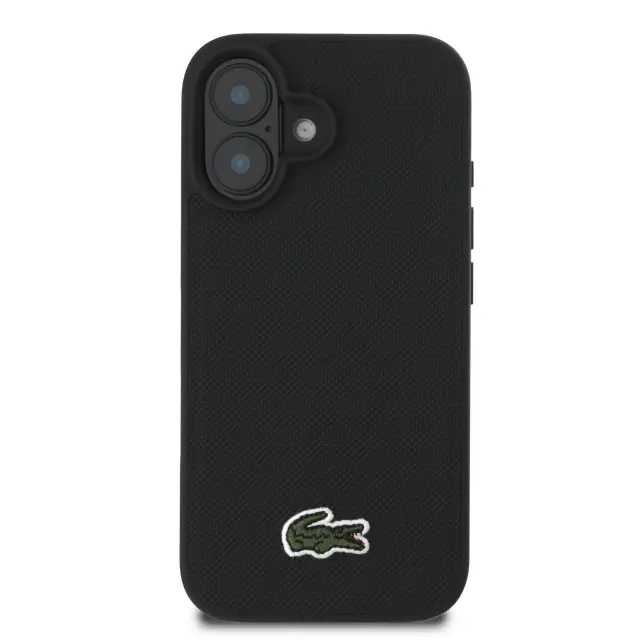 Lacoste Iconic Petit Pique Woven Logo MagSafe Case for iPhone 16 Plus Black 3