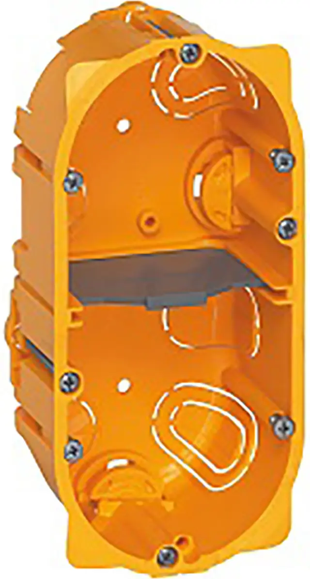 Flush mounting box Batibox - 2 gang German std - depth 50 mm - dry partitions