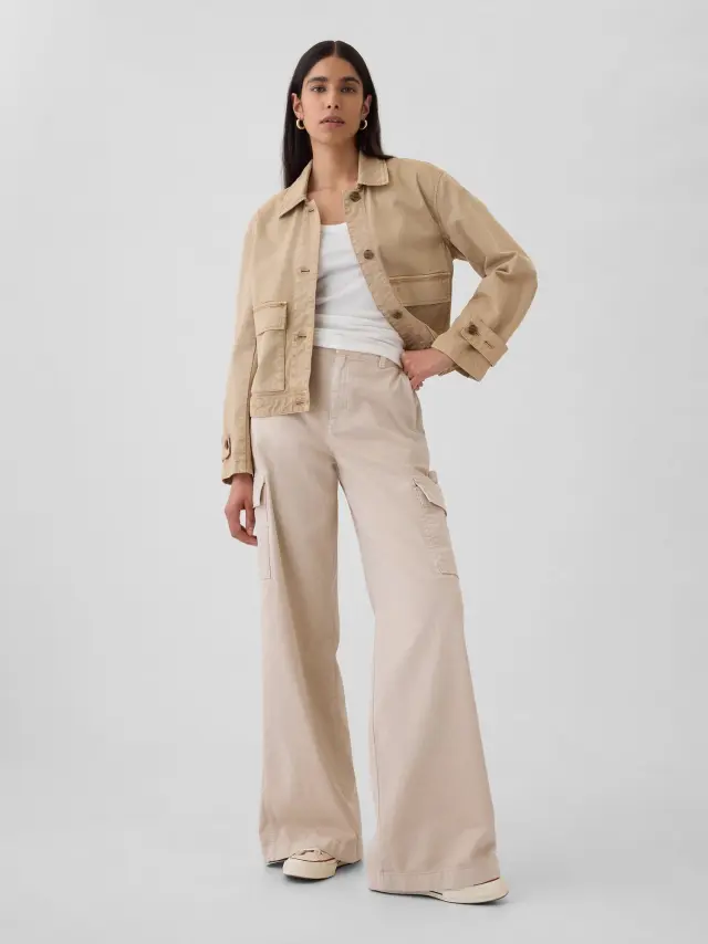 Ροζ Low Rise Cargo Baggy Khakis Παντελόνι Bedrock beige - 0