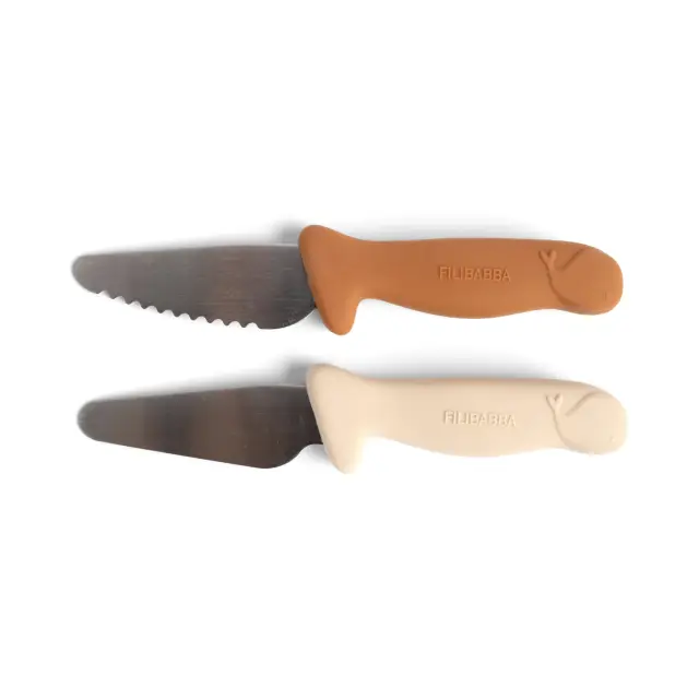 Filibabba - Beginner's cutting knives 2-pack - Pumpkin + Offwhite (FI-03807) - Baby and Children