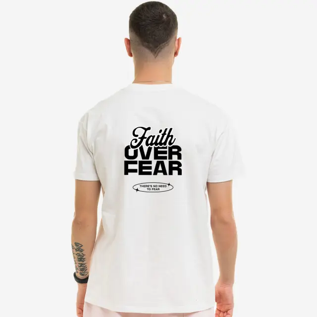 T-shirt Noshame® Λευκό με τύπωμα Faith over Fear - 122584 - XXL