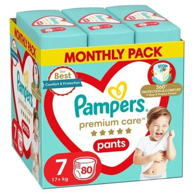 Pampers premium care pants no7 monthly pack 17+kg 80 τμχ
