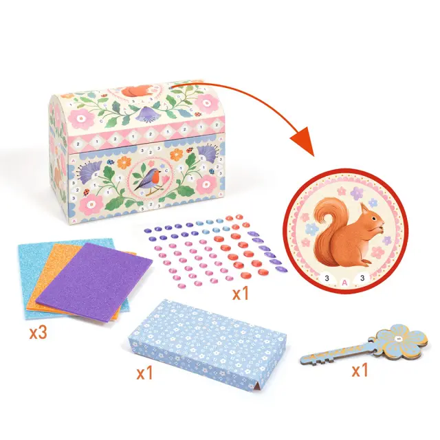 Djeco DIY διακοσμώ σεντούκι πολύτιμων αντικειμένων με κλειδί / 07929 (Djeco) 2