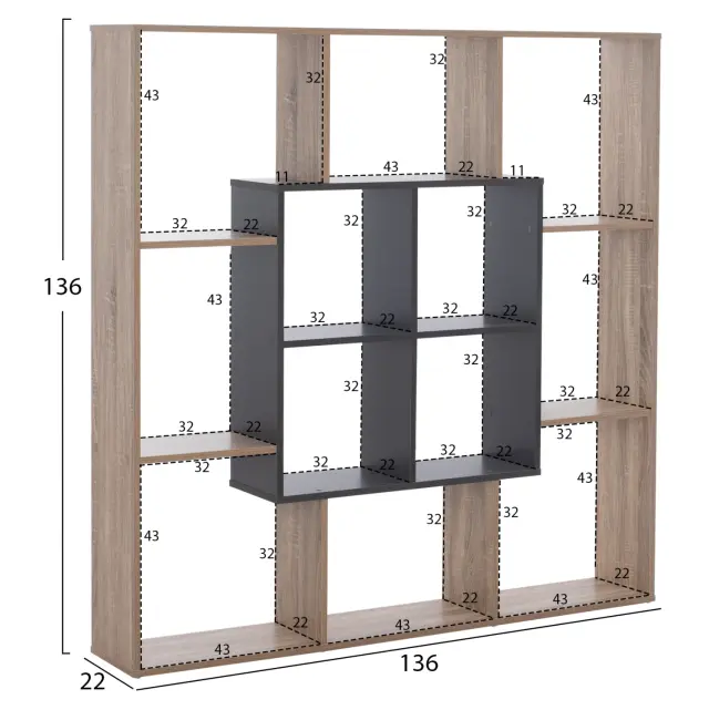 ΒΙΒΛΙΟΘΗΚΗ FB98771.02 136X22X136 ΓΚΡΙ 2