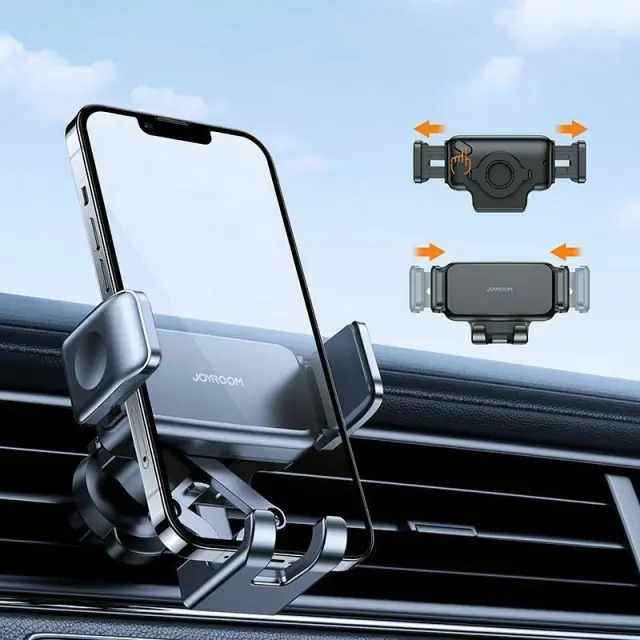 Joyroom® Βάση Στήριξης Κινητού Αυτοκινήτου Αεραγωγού με Ρυθμιζόμενα Άγκιστρα- Black 3