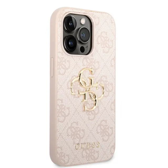 Guess PU 4G Metal Logo Case for iPhone 14 Pro Pink 3