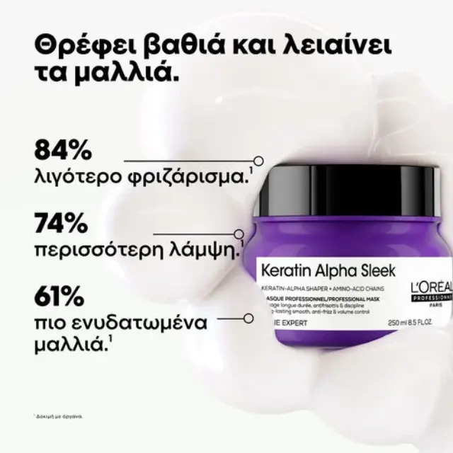 L'Oreal Professionnel Serie Expert Keratin Alpha Sleek Μάσκα Μαλλιών για Λείανση 250ml 2
