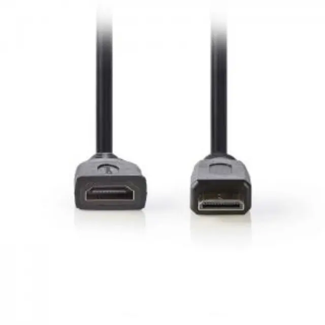 Καλώδιο High speed HDMI with Ethernet, HDMI mini αρσ. - HDMI θηλ. με επίχρυσες επαφές, 0.20m. 2