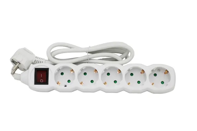 ΠΟΛΥΠΡΙΖΟ ΜΕ ΔΙΑΚΟΠΤΗ+ΚΑΛΩΔΙΟ 3x1.5mm² 1.5μ 5 ΣΟΥΚΟ ΛΕΥΚΟ