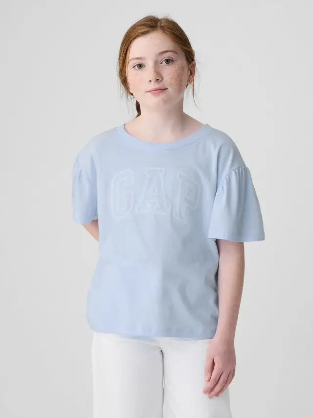 Μπλε Παιδική Gap Logo Flutter Μπλούζα BICOASTAL BLUE - XS