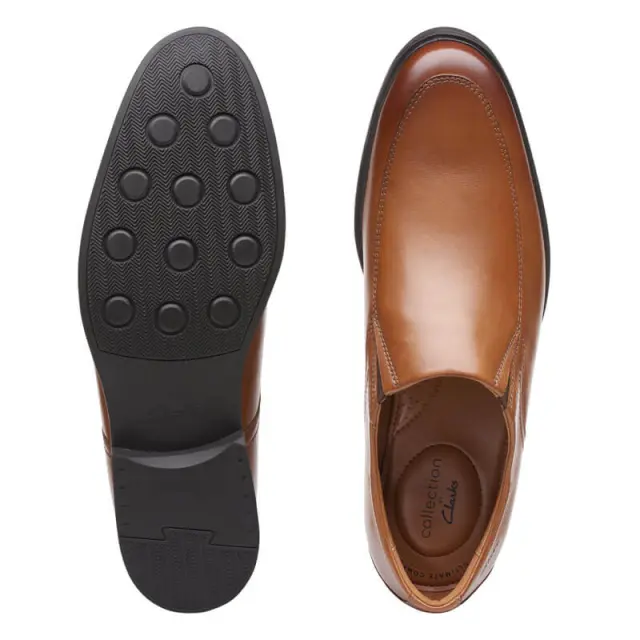Clarks Whiddon Step Dark Tan Leather Dark Tan Leather - 42
