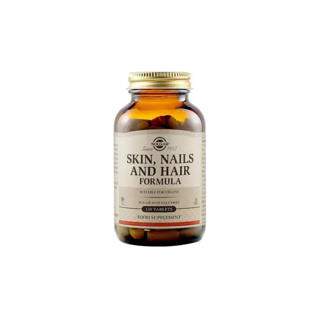 Solgar Skin Nails & Hair Formula Φόρμουλα Πλούσια σε Βιταμίνες Αμινοξέα & Μέταλλα Για Την Υγεία Των Μαλλιών Του Δέρματος & Των Νυχιών 120 ταμπλέτες