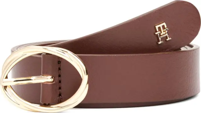 Tommy Hilfiger Γυναικεία Μικρή Ζώνη Th Chic 2.5 από Λείο Φυσικό Δέρμα Καφέ 90cm