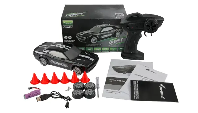 AMEWI Drift Muscle Car Τηλεκατευθυνόμενο Αυτοκίνητο Drift 4x4 με LED & 2 Σετ Τροχών 1:20 Μαύρο 21110 2
