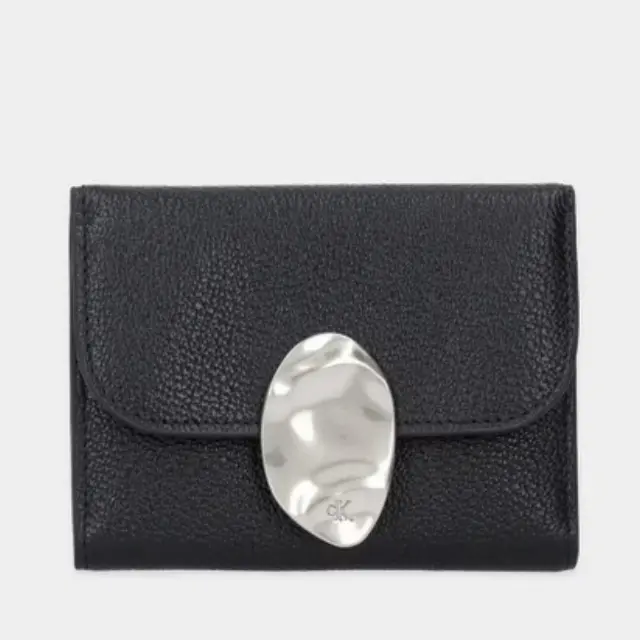 Calvin Klein Μικρή Θήκη για Κάρτες Stone Lock Slouchjy RFID από Φυσικό Δέρμα Μαύρη