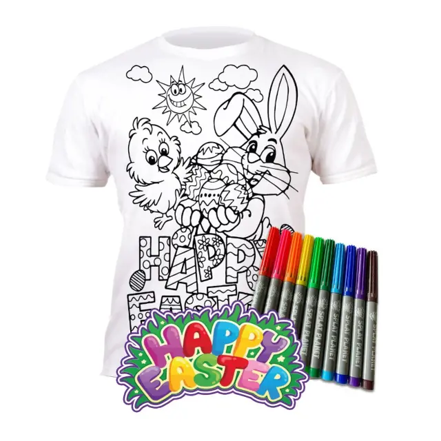 Splat Planet Πλενόμενο t-Shirt Ζωγραφικής με Μαρκαδόρους: Easter 5-6 ετών