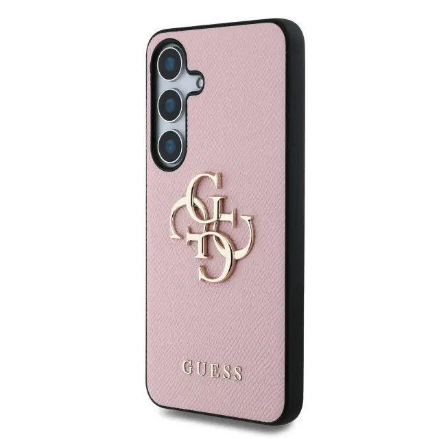 Guess PU Grained 4G Metal Logo Case for Samsung Galaxy S25+ Pink 2