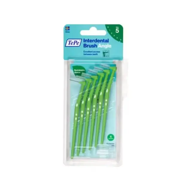 TePe Interdental Brush Angle Μεσοδόντια Οδοντόβουρτσα Πράσινο 0.8mm Μέγεθος 5, 6 τεμάχια