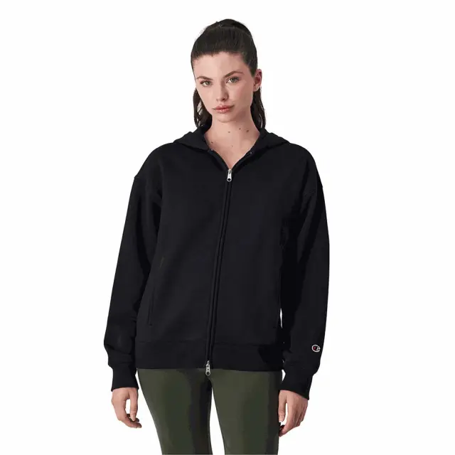Champion Women's Standard Fit Full-Zip Hoodie Μαύρο 117533-KK001 (Champion) - Small